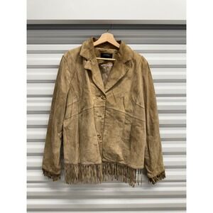 Colebrook Tan Suede Leather Fringe Jacket Western Blazer Vintage Mens XL